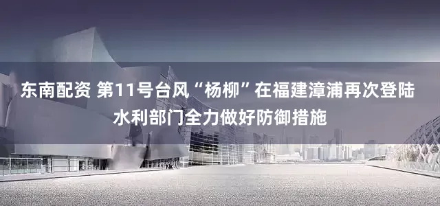 东南配资 第11号台风“杨柳”在福建漳浦再次登陆 水利部门全力做好防御措施
