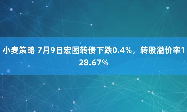 小麦策略 7月9日宏图转债下跌0.4%，转股溢价率128.67%
